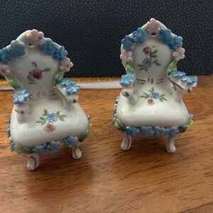 Vintage Elfinware Germany miniature porcelain chairs